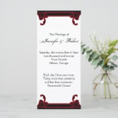 Elegantes Rot-Gotik-Rahmen-Hochzeitsprogramm Programm (Stehend Vorderseite)