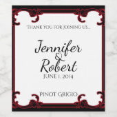 Elegantes Rot-Gotisches Rahmen Hochzeitweinlabel Weinetikett (Einzelnes Label)