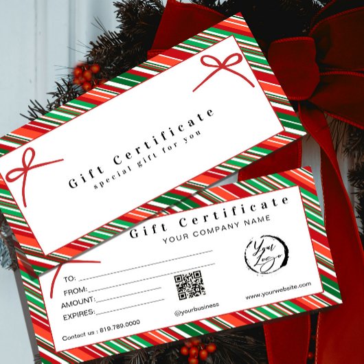 Elegantes rot-grün gestreiftes Geschenkgutschein-B