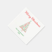 Elegantes Rot & Grün Linien Frohe Weihnachten Part Serviette (Ecke)