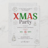 Elegantes Rot Grün Weißer Glitzer Weihnachtsfest P Einladung (Vorne/Hinten)