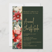 Elegantes Rot Grüne Wohltätigkeit Gala Party Einladung (Vorderseite)