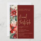 Elegantes Rot Grüne Wohltätigkeit Gala Party Einladung (Vorderseite)