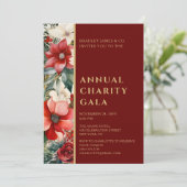 Elegantes Rot Grüne Wohltätigkeit Gala Party Einladung (Stehend Vorderseite)