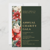 Elegantes Rot Grüne Wohltätigkeit Gala Party Einladung (Vorderseite)