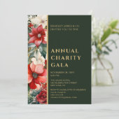 Elegantes Rot Grüne Wohltätigkeit Gala Party Einladung (Stehend Vorderseite)