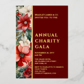 Elegantes Rot Grüne Wohltätigkeit Gala Party Folieneinladung (Vorderseite)