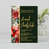 Elegantes Rot Grüne Wohltätigkeit Gala Party Folieneinladung (Stehend vorne)