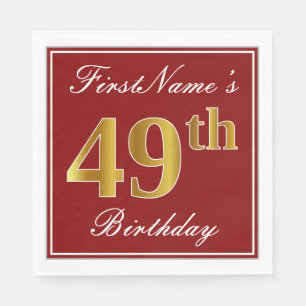 Elegantes Rot, Imitat-Gold49. Geburtstag + Serviette