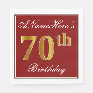Elegantes Rot, Imitat-Gold70. Geburtstag + Serviette