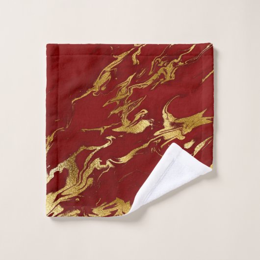 Elegantes Rot-Imitat-Marmor  Badhandtuch Set (Waschlappen)