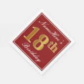 Elegantes Rot, Imitate Gold 18. Geburtstag + Indiv Serviette (Ecke)