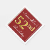 Elegantes Rot, Imitate Gold 52. Geburtstag + Indiv Serviette (Ecke)