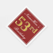 Elegantes Rot, Imitate Gold 53. Geburtstag + Indiv Serviette (Ecke)