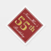 Elegantes Rot, Imitate Gold 55. Geburtstag + Indiv Serviette (Ecke)