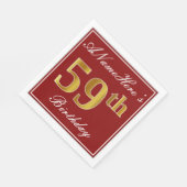 Elegantes Rot, Imitate Gold 59. Geburtstag + Indiv Serviette (Ecke)