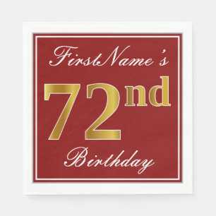 Elegantes Rot, Imitate Gold 72. Geburtstag + Indiv Serviette