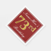 Elegantes Rot, Imitate Gold 73. Geburtstag + Indiv Serviette (Ecke)