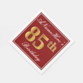 Elegantes Rot, Imitate Gold 85. Geburtstag + Indiv Serviette (Ecke)