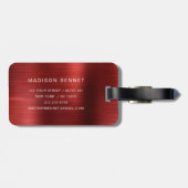 Elegantes Rot mit Monogramm Gepäckanhänger (Rückseite horizontal)
