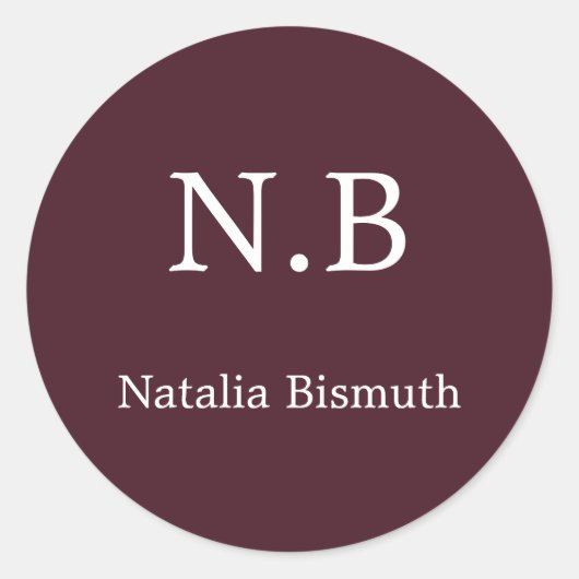 Elegantes Rot mit Monogramm Runder Aufkleber (Vorderseite)