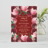 Elegantes Rot & Rosa Rose Burgundy Wedding Einladung (Stehend Vorderseite)