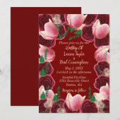 Elegantes Rot & Rosa Rose Burgundy Wedding Einladung (Vorne/Hinten)