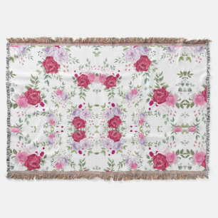 Elegantes Rot-Rot-Rosa-Blume-Muster Decke