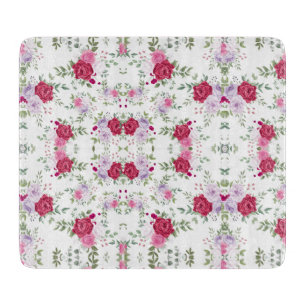 Elegantes Rot-Rot-Rosa-Blume-Muster Schneidebrett