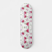 Elegantes Rot-Rot-Rosa-Blume-Muster Skateboard (Vorne)