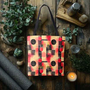 Elegantes Rot & Schwarz Abstract – Moderne Geometr Tasche