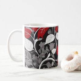 Elegantes Rot-Schwarz-Leaf-Design Kaffeetasse