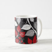 Elegantes Rot-Schwarz-Leaf-Design Kaffeetasse (VorderseiteRechts)