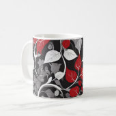 Elegantes Rot-Schwarz-Leaf-Design Kaffeetasse (Vorderseite Links)