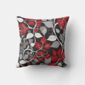 Elegantes Rot-Schwarz-Leaf-Design Kissen (Rückseite)
