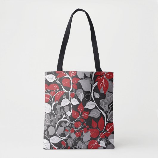 Elegantes Rot-Schwarz-Leaf-Design Tasche (Vorderseite)