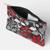 Elegantes Rot-Schwarz-Leaf-Design Zubehörtasche (Offen)