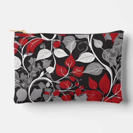 Elegantes Rot-Schwarz-Leaf-Design Zubehörtasche (Vorderseite)