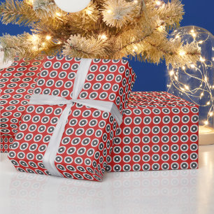Elegantes Rot-Schwarz-Weiß-Punkt-Muster  Geschenkpapier
