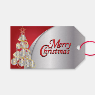 Elegantes Rot, Silber, Weiß und Goldweihnachten Geschenkanhänger