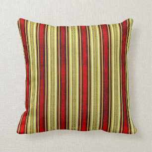Elegantes Rot-u. Goldgestreiftes Wurfs-Kissen Kissen