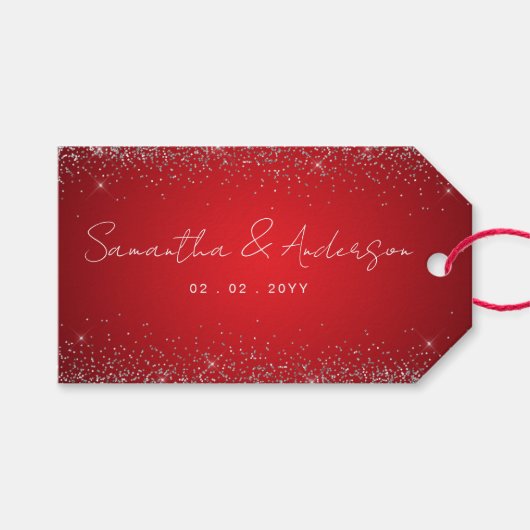 Elegantes Rot und ein wenig spärliches Thema Hochz Geschenkanhänger (Vorderseite (Horizontal))