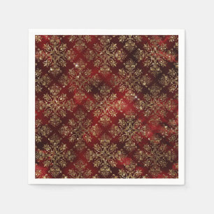 Elegantes Rot und falsches Gold - Vintage-Weihnach Serviette