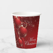 Elegantes Rot und Gold feierlich frohe Weihnachten Pappbecher (Vorderseite)