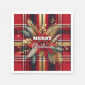 Elegantes Rot und Gold Festival Kariert Serviette (Vorderseite)