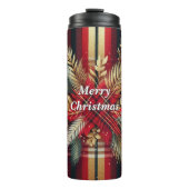 Elegantes Rot und Gold Festival Kariert Thermosbecher (Vorderseite)