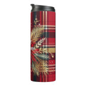 Elegantes Rot und Gold Festival Kariert Thermosbecher (Nach rechts gedreht)
