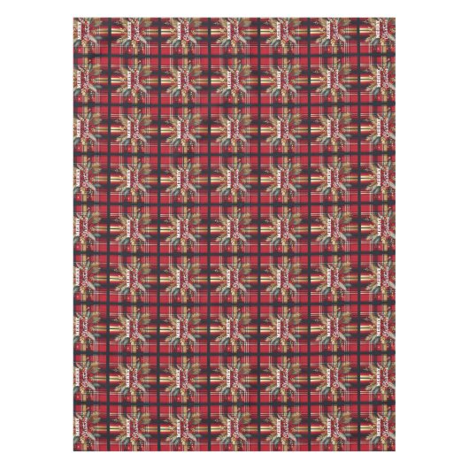 Elegantes Rot und Gold Festival Kariert Tischdecke (Vorderseite)