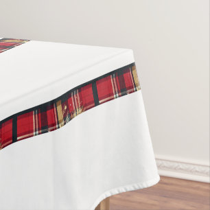 Elegantes Rot und Gold Festival Kariert Tischdecke