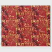 Elegantes Rot und Gold frohe Weihnachten Geschenkpapier (Flach)